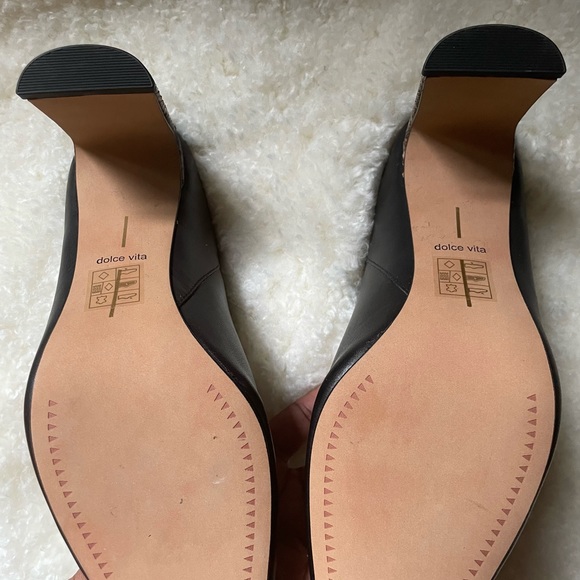 Dolce Vita Black Snake embossed heel Leather Mules - Picture 9 of 15